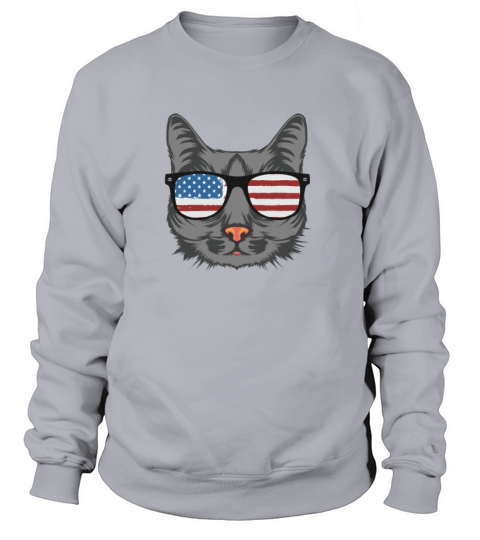Cat American Flag Tshirt Women's Sweatshirt