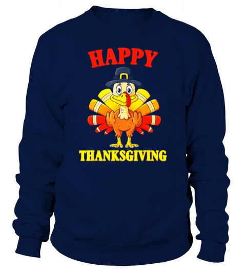 Happy Thanksgiving Turkey Pilgrim Boys Girls Kids Men's Sweatshirt