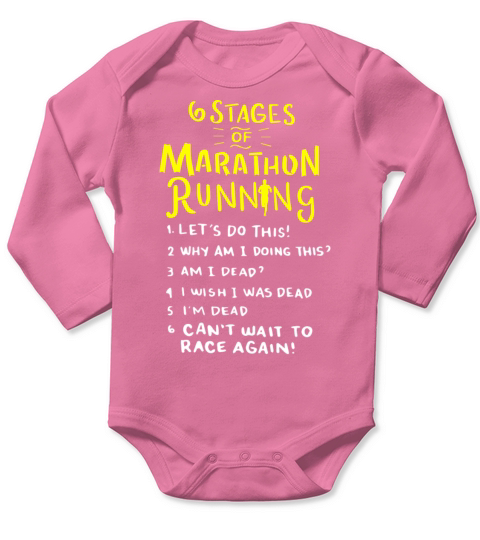 6 Stages of marathon running Long Sleeve Baby One-Piece