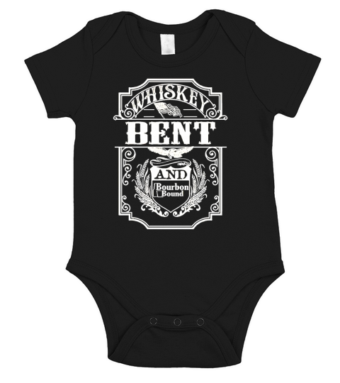 Bourbon Bound Whiskey Bent on a Black Short Sleeve Baby One-Piece