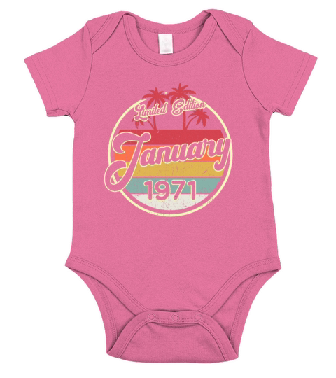 Vintage 80s January 1971 50th Birthday Gift Idea Short Sleeve Baby One-Piece