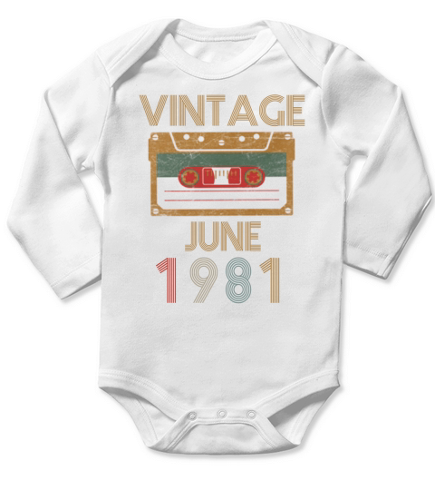 Vintage june 1981 Long Sleeve Baby One-Piece