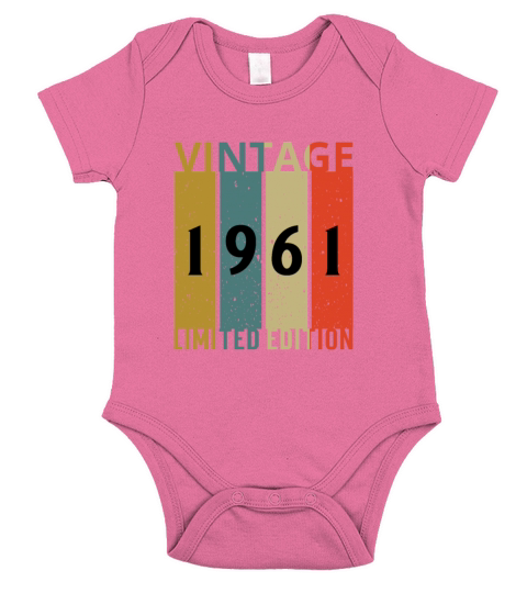 Vintage 1961 Limited Edition 60 Years Birthday Gif Short Sleeve Baby One-Piece
