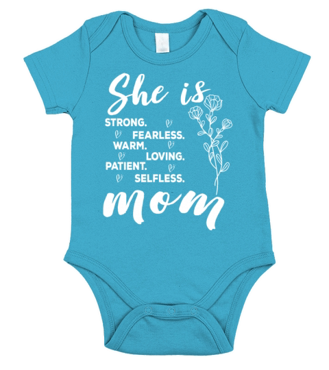 Funny Mothers Day She Is Strong Fearless Mommy Short Sleeve Baby One-Piece