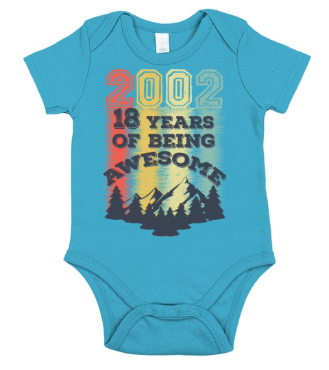 18 Year Old Gifts Vintage 2002 Short Sleeve Baby One-Piece