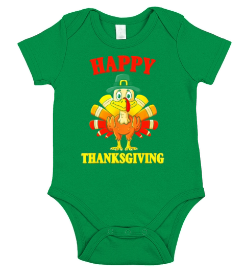 Happy Thanksgiving Turkey Pilgrim Boys Girls Kids Short Sleeve Baby One-Piece