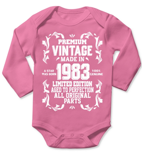 Premium Vintage 1983 Long Sleeve Baby One-Piece