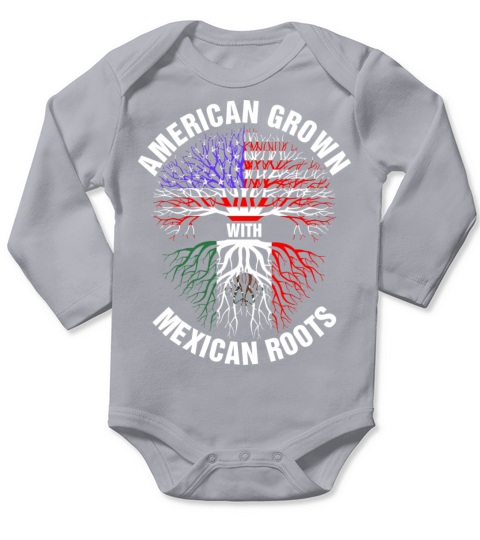 American Grown Mexican Roots Long Sleeve Baby One-Piece