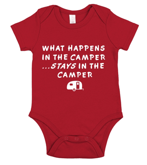what happens in the camper stays in the camp Short Sleeve Baby One-Piece