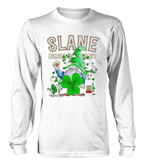 Gnome and Slane Irish Whiskey shamrock St Patrick’s Day shirt Women's Long Sleeve