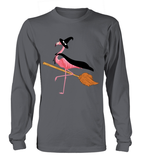 Funny Halloween Flamingo Witch Broomstick Costume Men's Long Sleeve