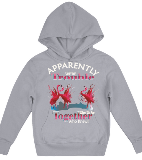 Flamingo Apparently Trouble When We Are Together Kids Hoodie