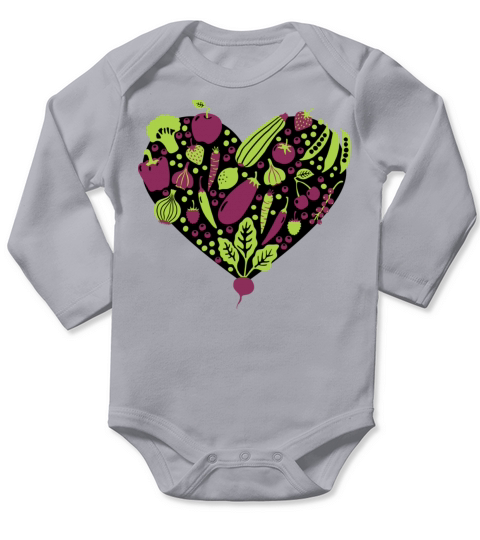 Fruit and Vegetable Heart Vegetarian Vegan Food Long Sleeve Baby One-Piece