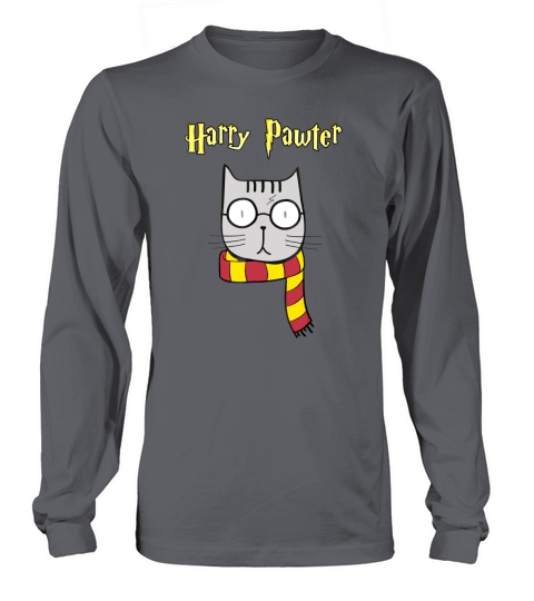Harry Pawter Funny T-Shirt Cute Magic Cat With Glasses Gift Long sleeved Unisex