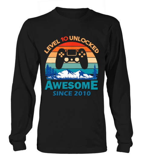 Birthday 10 Years Old Awesome Since 2010 T Shirt Men's Long Sleeve