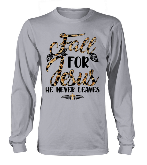 Fall For Jesus He Never Leaves Leopard Partten Men's Long Sleeve