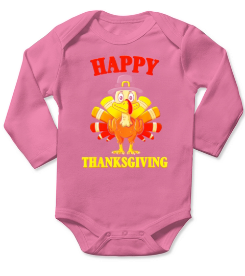 Happy Thanksgiving Turkey Pilgrim Boys Girls Kids Long Sleeve Baby One-Piece