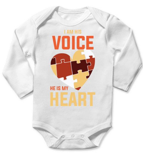 I Am His Voice Funny World Autism Day Gift Long Sleeve Baby One-Piece
