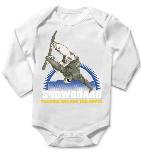 Snowboarder and sun Long Sleeve Baby One-Piece