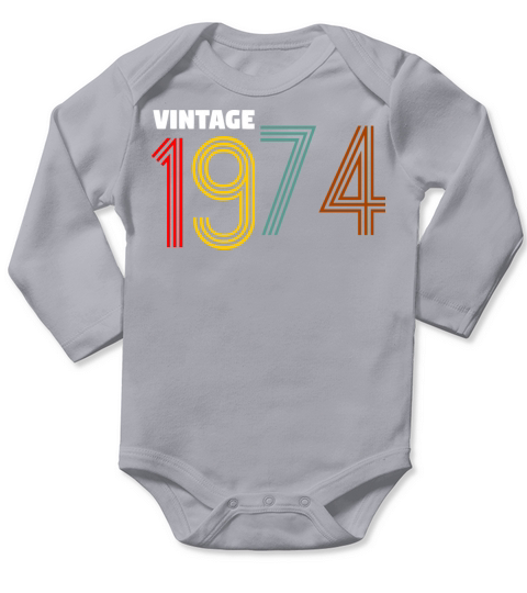 Vintage 1974 Birthday Gift Shirt For Women And Men Long Sleeve Baby One-Piece