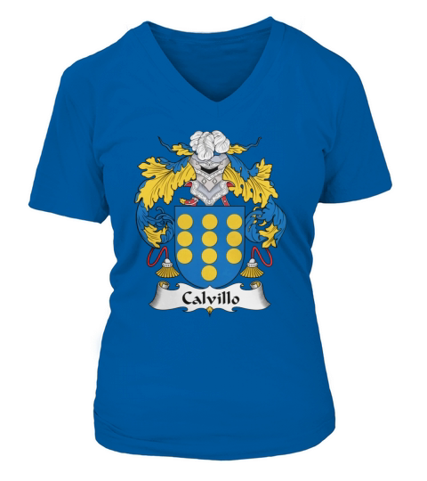 Calvillo Family Crest Spanish Family Crests V-neck T-Shirt Woman