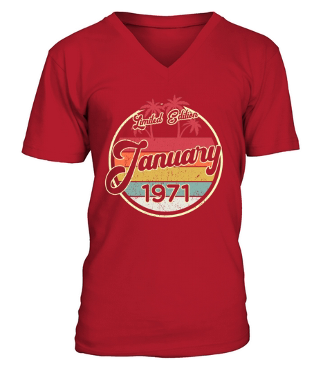 Vintage 80s January 1971 50th Birthday Gift Idea Men's V-Neck T-shirt